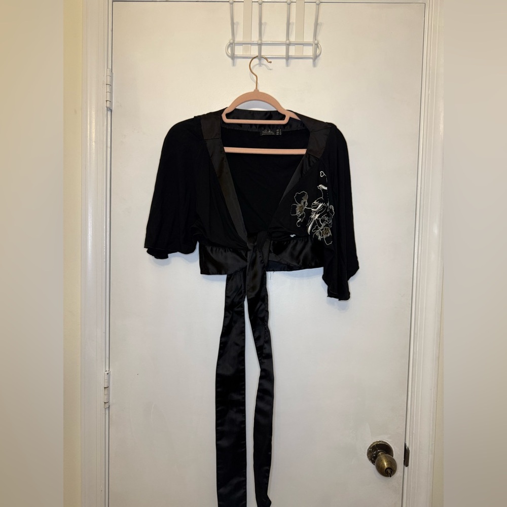 Zara Black Blouse with Floral Embroidery